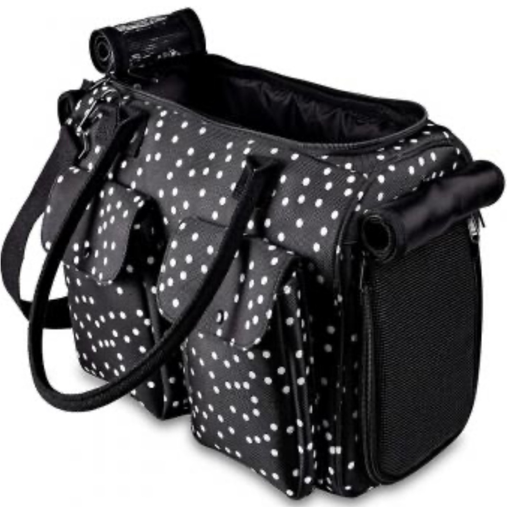Black Polka Dot Tote Bag/dog carrier